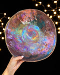 Organic Ceramic Decorative Bowl with Copper-Blue Swirls