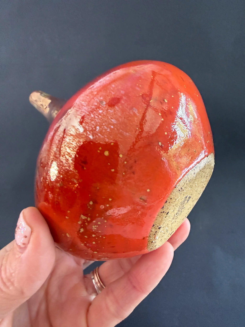 Organic Ceramic Bud Vase with Tapered Neck and Copper-Red Finish