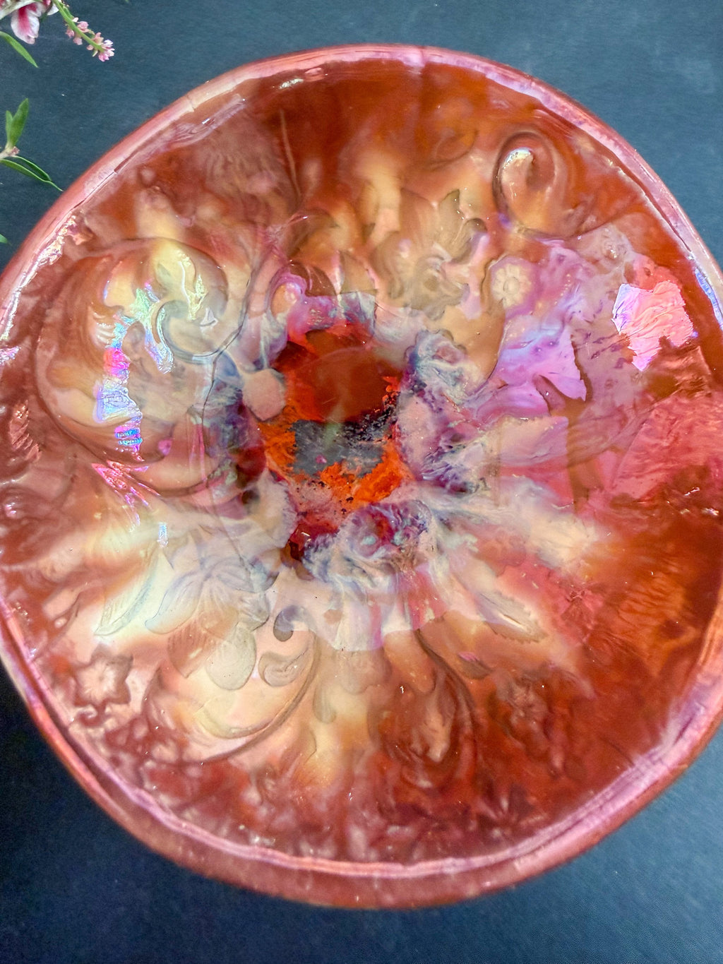 Textured Ceramic Trinket Bowl Set with Rose-Toned Finish