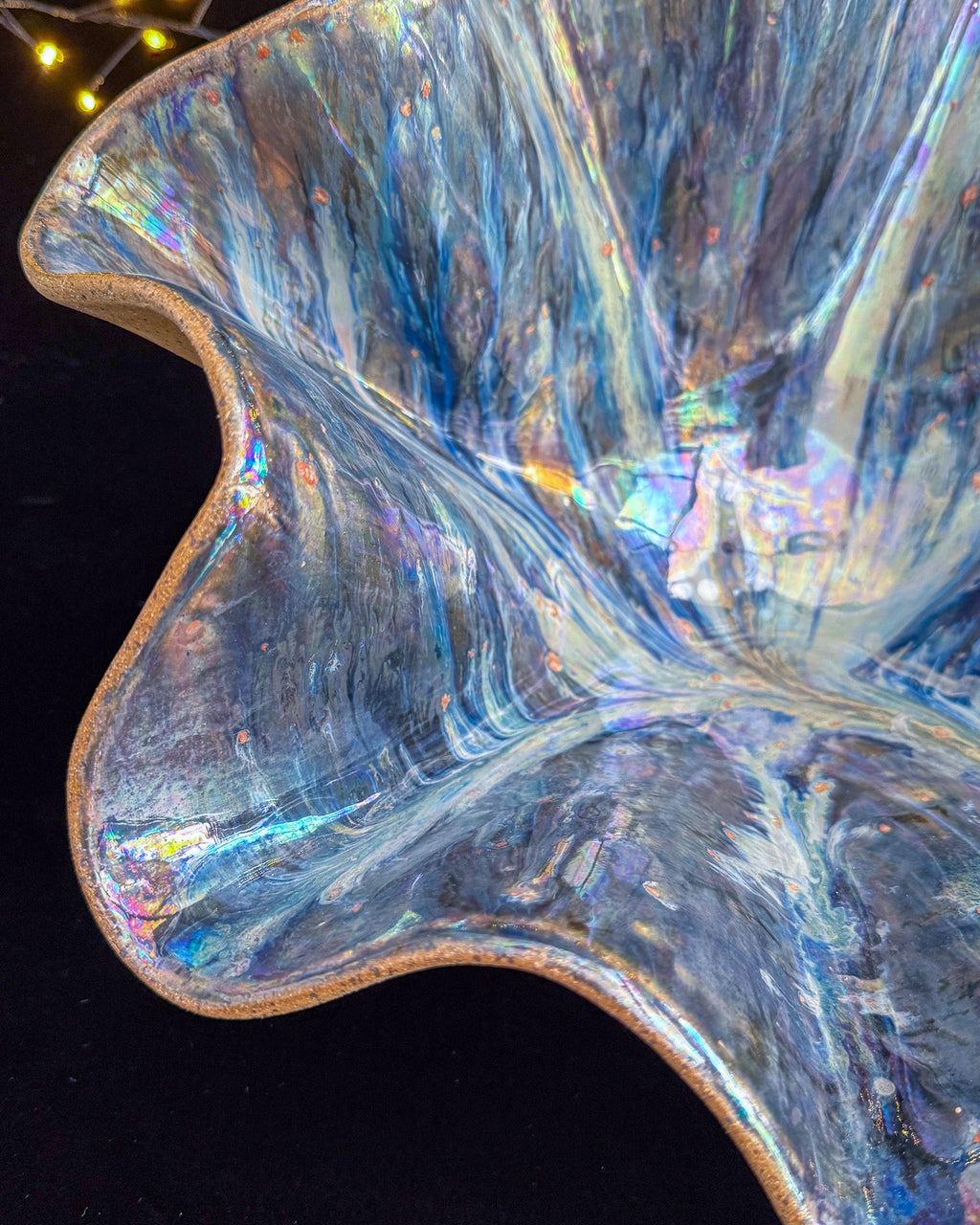 Floral Ceramic Decorative Bowl with Gold-Toned Highlights