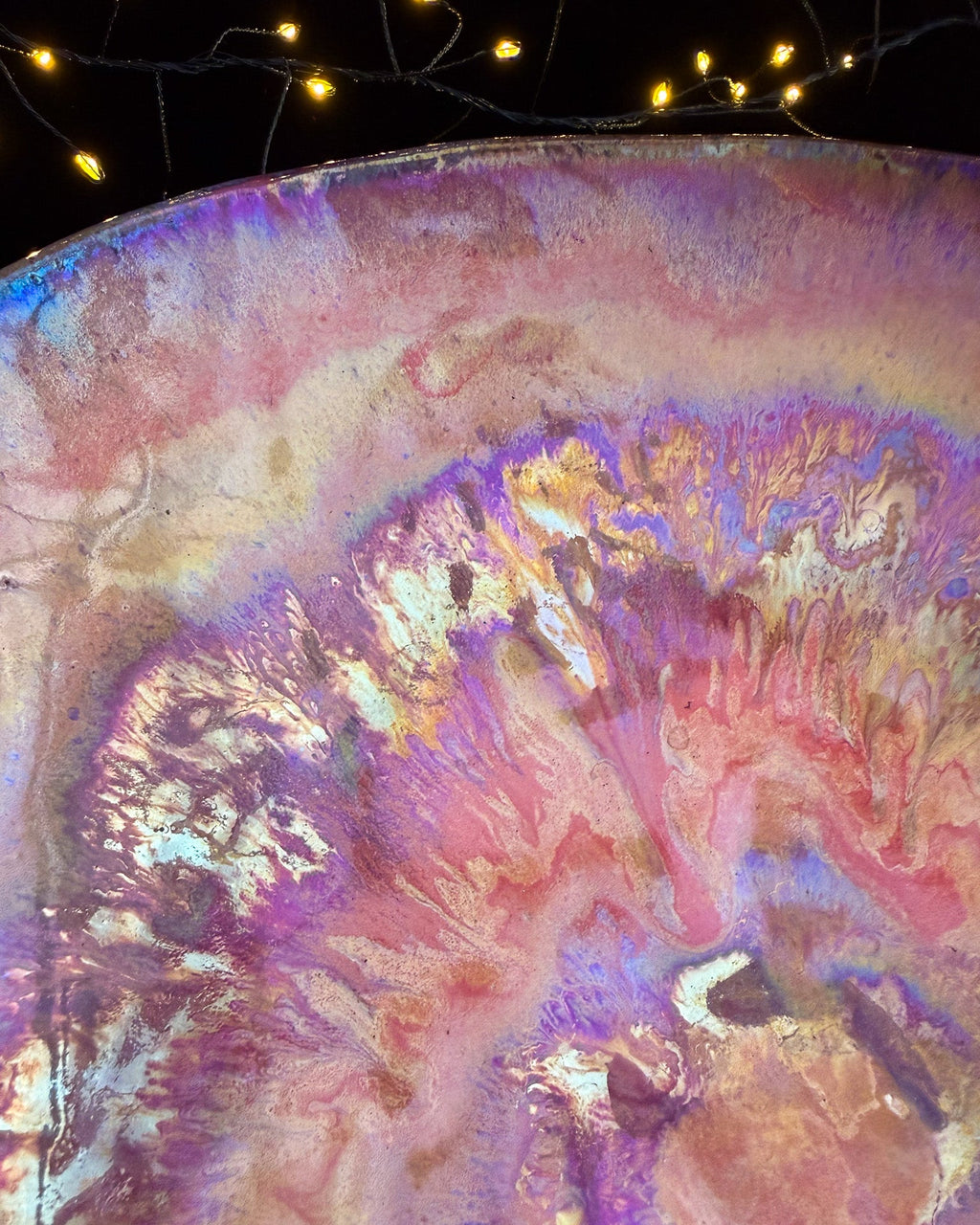 Organic Ceramic Decorative Bowl with Pastel Swirl Pattern