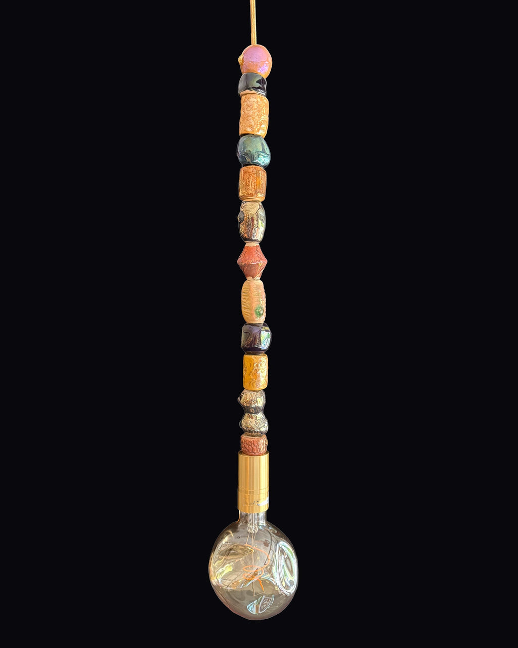Modern Ceramic Beaded Pendant Light with Shaped Glass Bulb