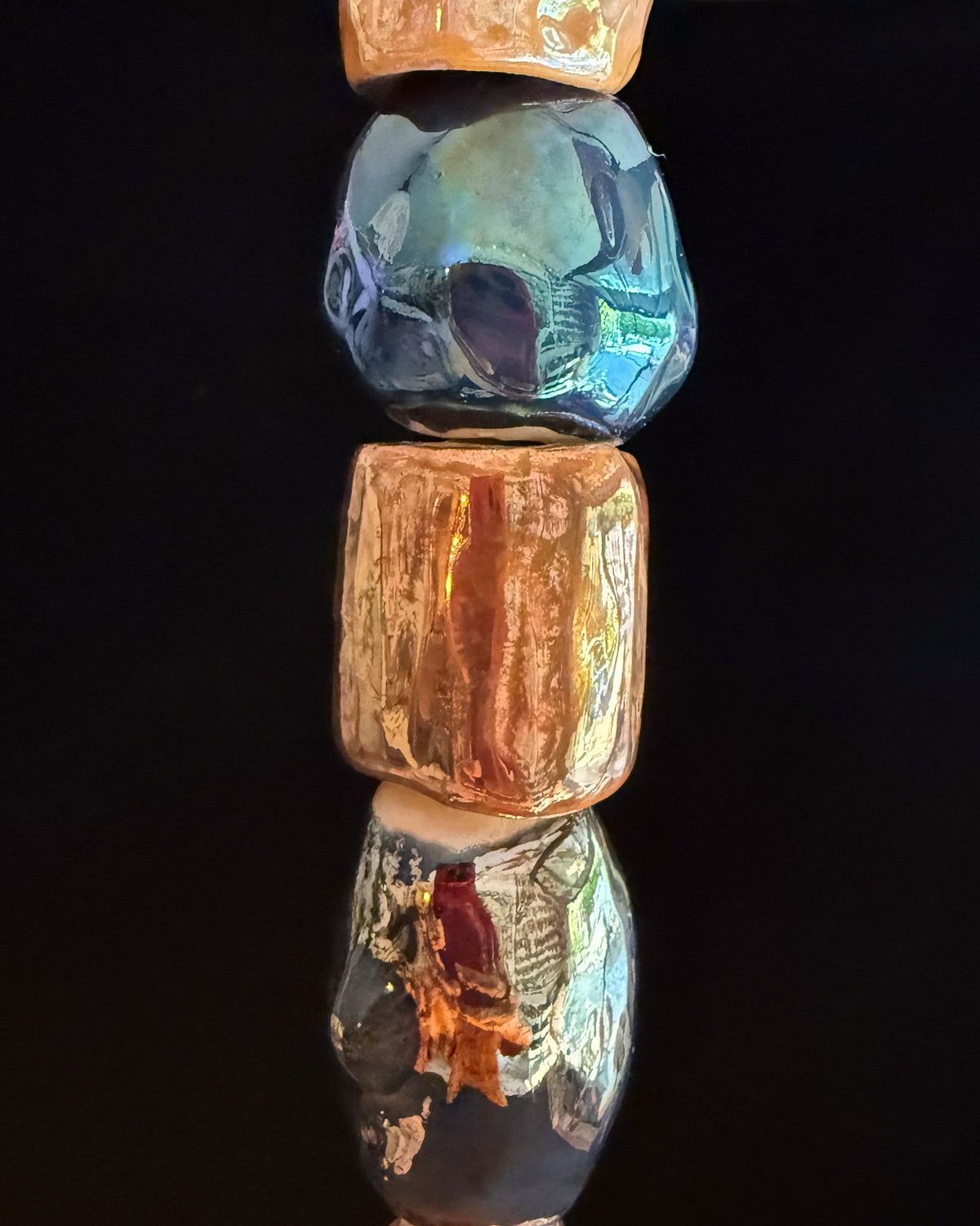 Modern Ceramic Beaded Pendant Light with Shaped Glass Bulb