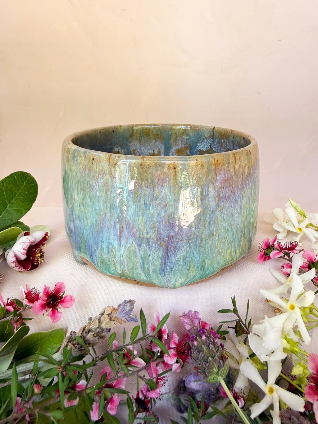 Modern Ceramic Cup with Blue-Green Glaze