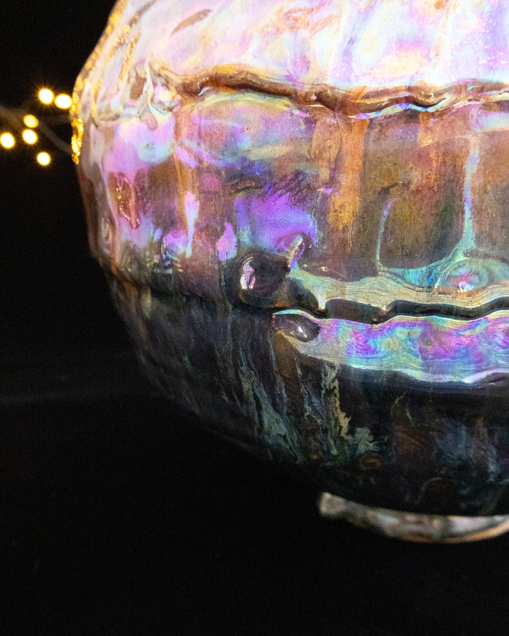 Organic Ceramic Vase with Rounded Body and Multicolor Finish