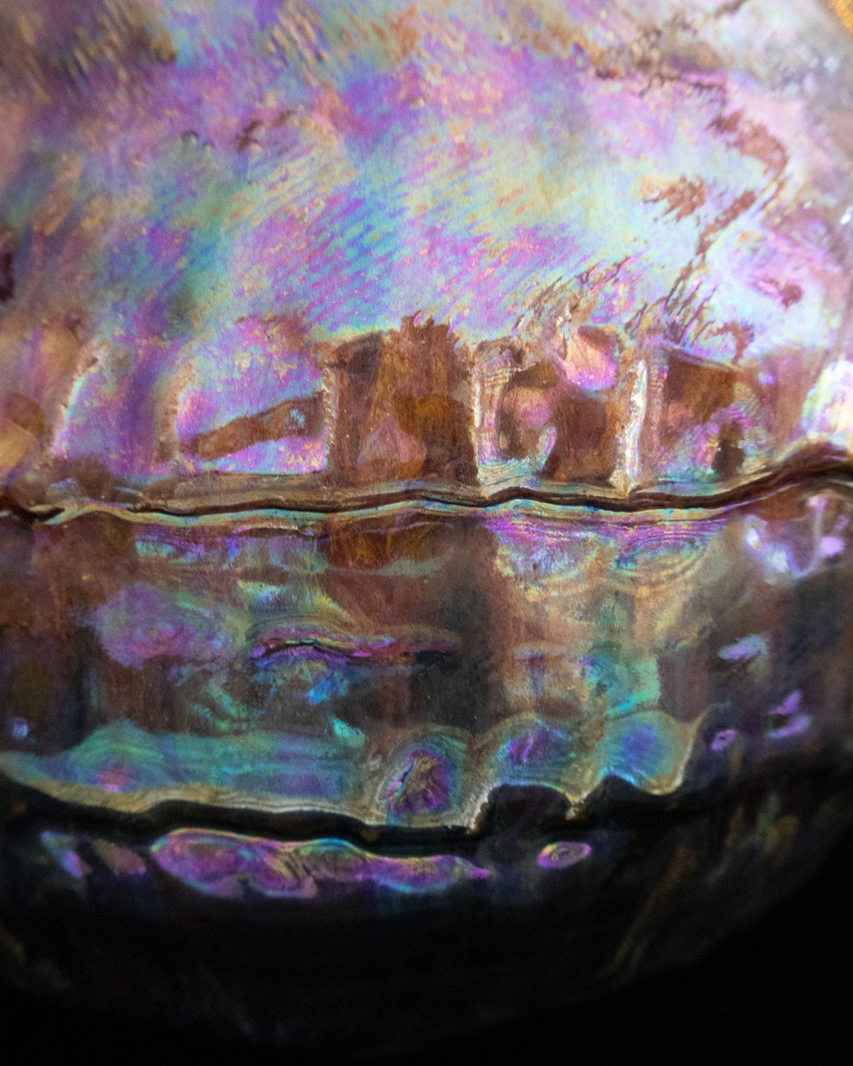 Organic Ceramic Vase with Rounded Body and Multicolor Finish