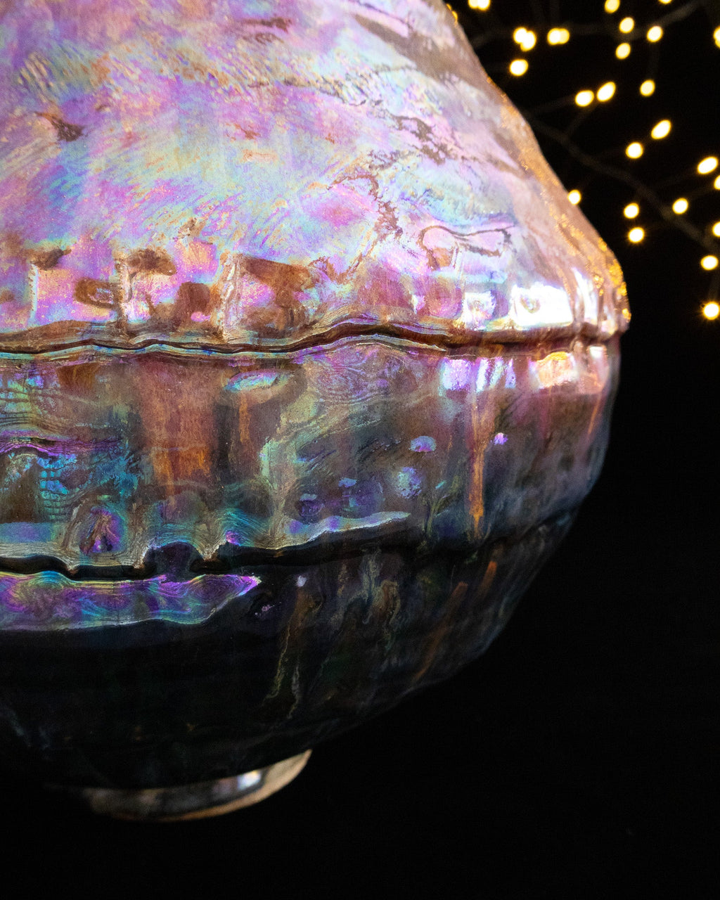 Organic Ceramic Vase with Rounded Body and Multicolor Finish