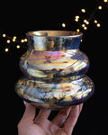 Sculptural Ceramic Vase with Tiered Shape and Gold-Toned Finish