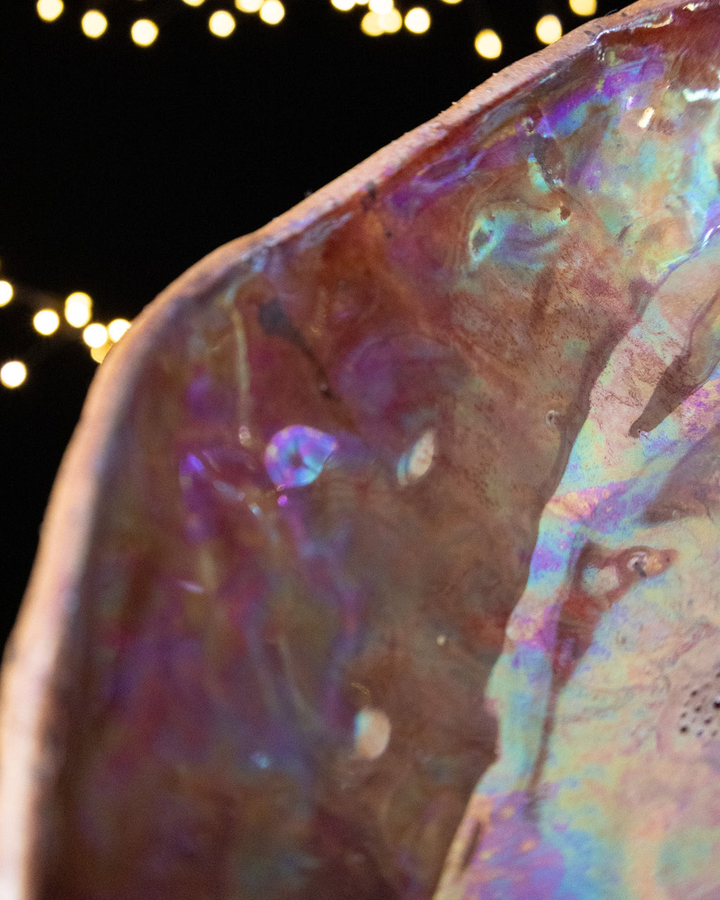 Rustic Ceramic Trinket Dish with Lilac Glaze and Speckled Exterior