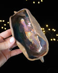 Rustic Ceramic Trinket Dish with Deep Teal and Bronze-Toned Glaze