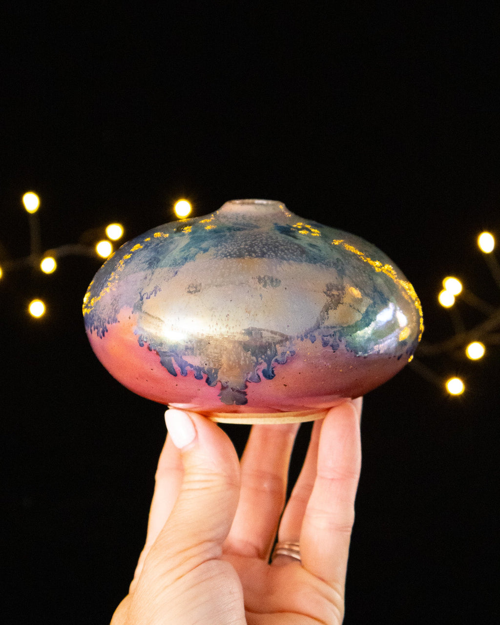 Organic Ceramic Bud Vase with Rounded Body and Small Opening