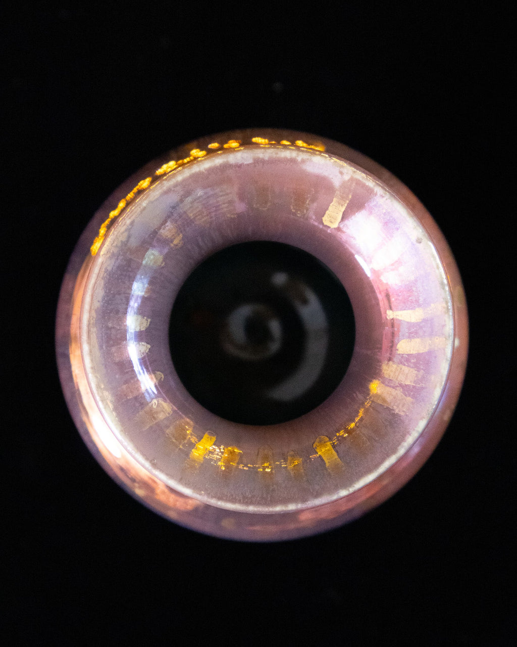 Modern Ceramic Vase with Copper-Teal Finish and Gold-Toned Rim