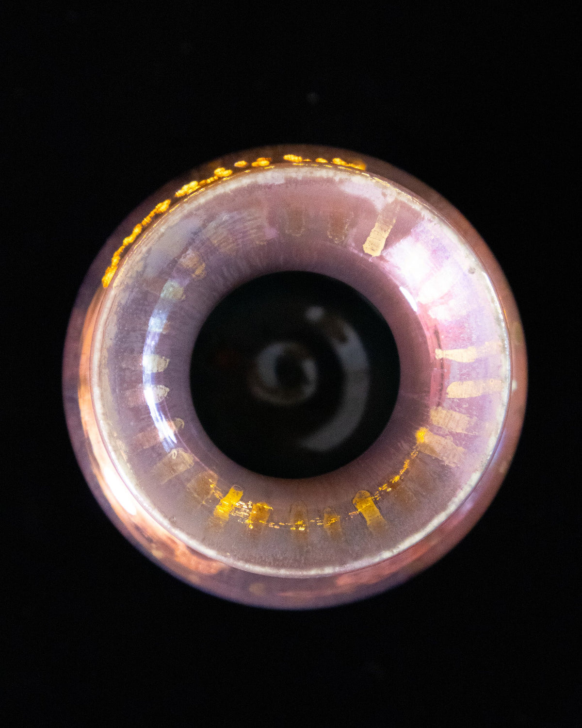 Modern Ceramic Vase with Copper-Teal Finish and Gold-Toned Rim