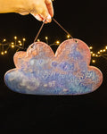Floral Ceramic Wall Jewelry Holder with Cloud Shape and Hooks