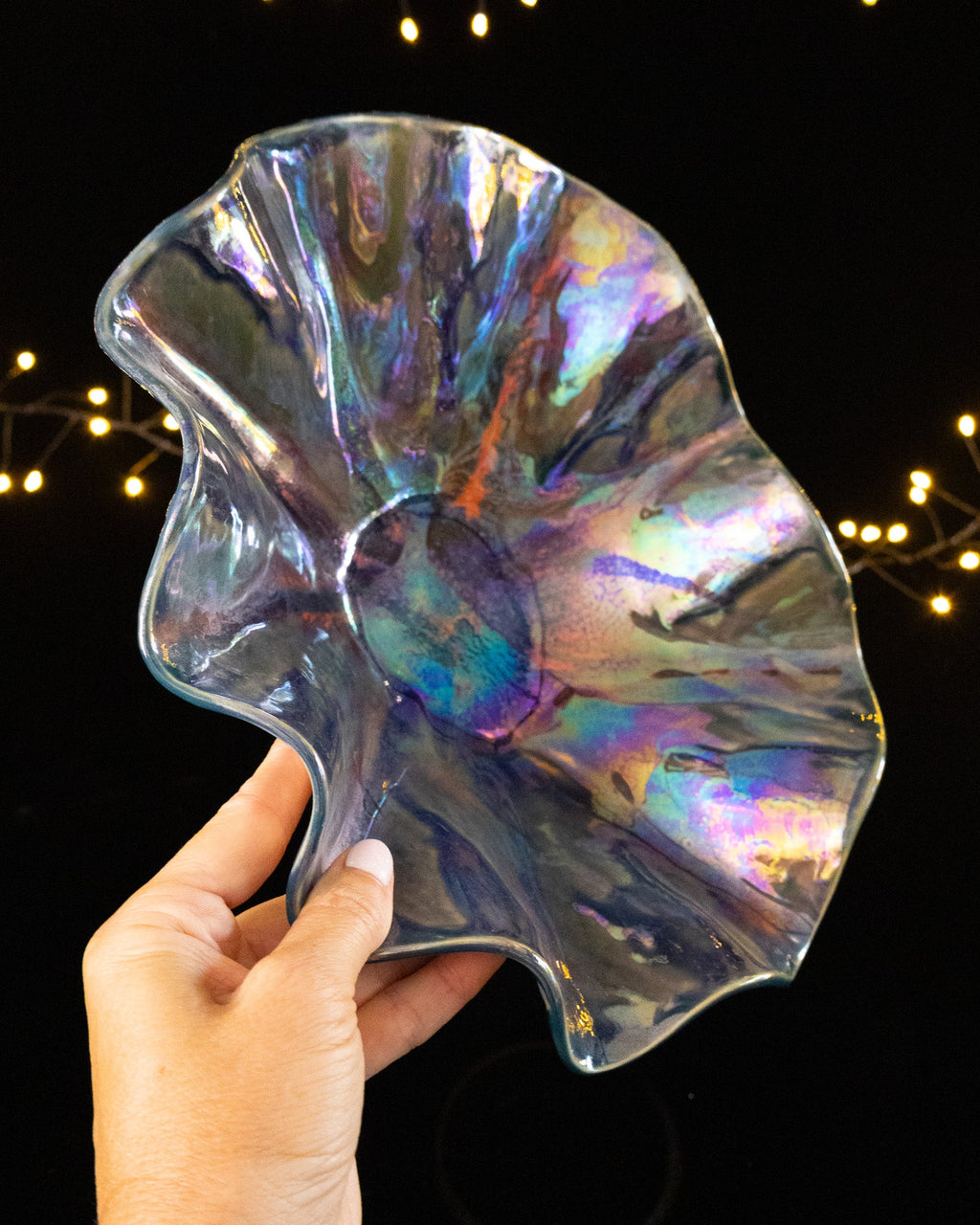 Floral Ceramic Decorative Bowl with Blue-Purple Finish