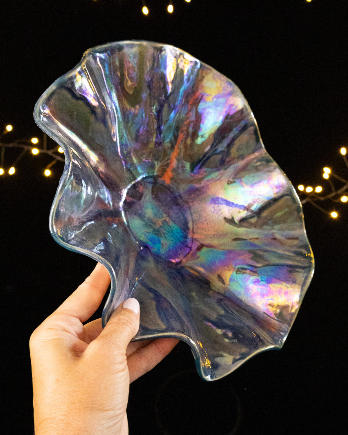 Floral Ceramic Decorative Bowl with Blue-Purple Finish