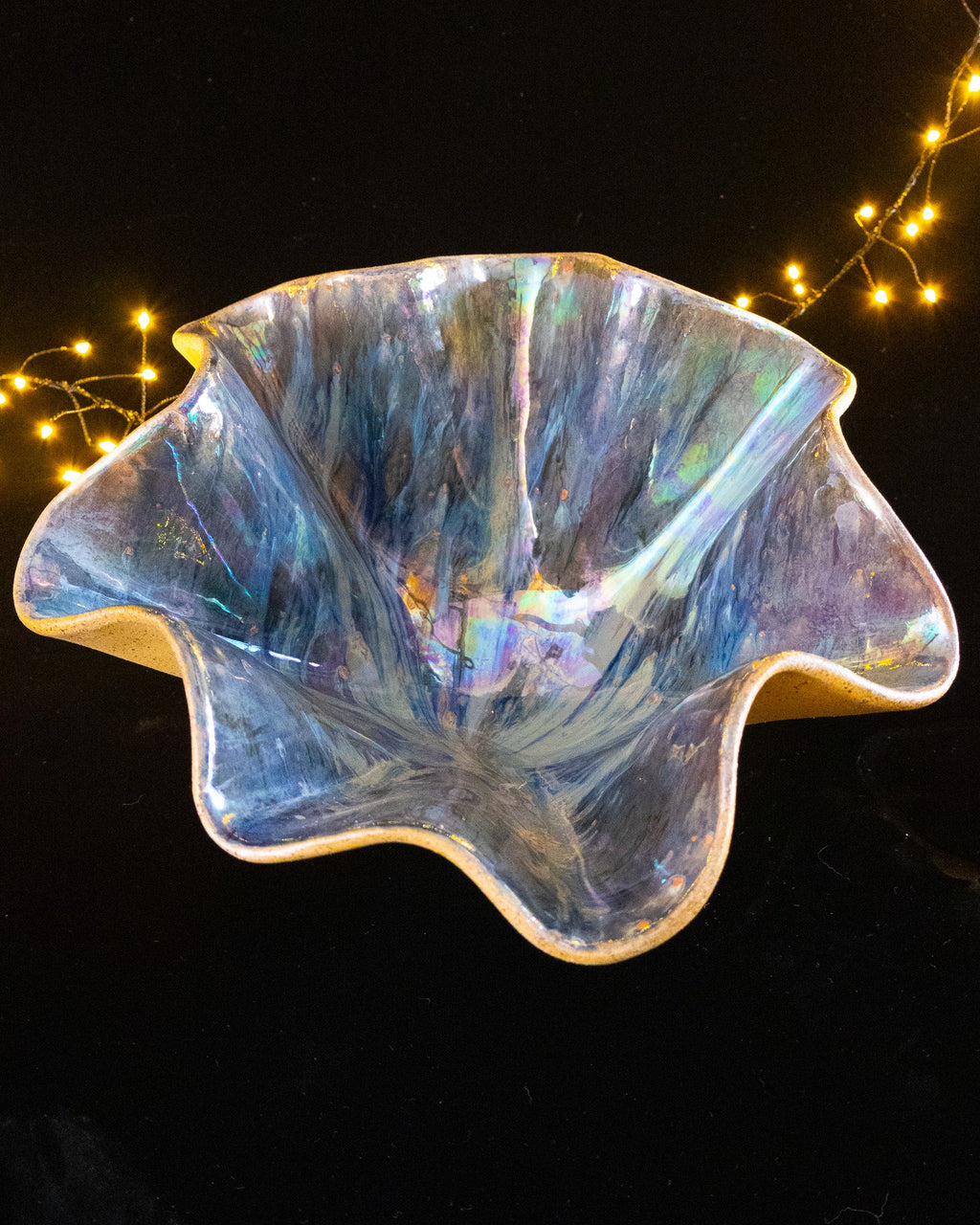 Floral Ceramic Decorative Bowl with Gold-Toned Highlights