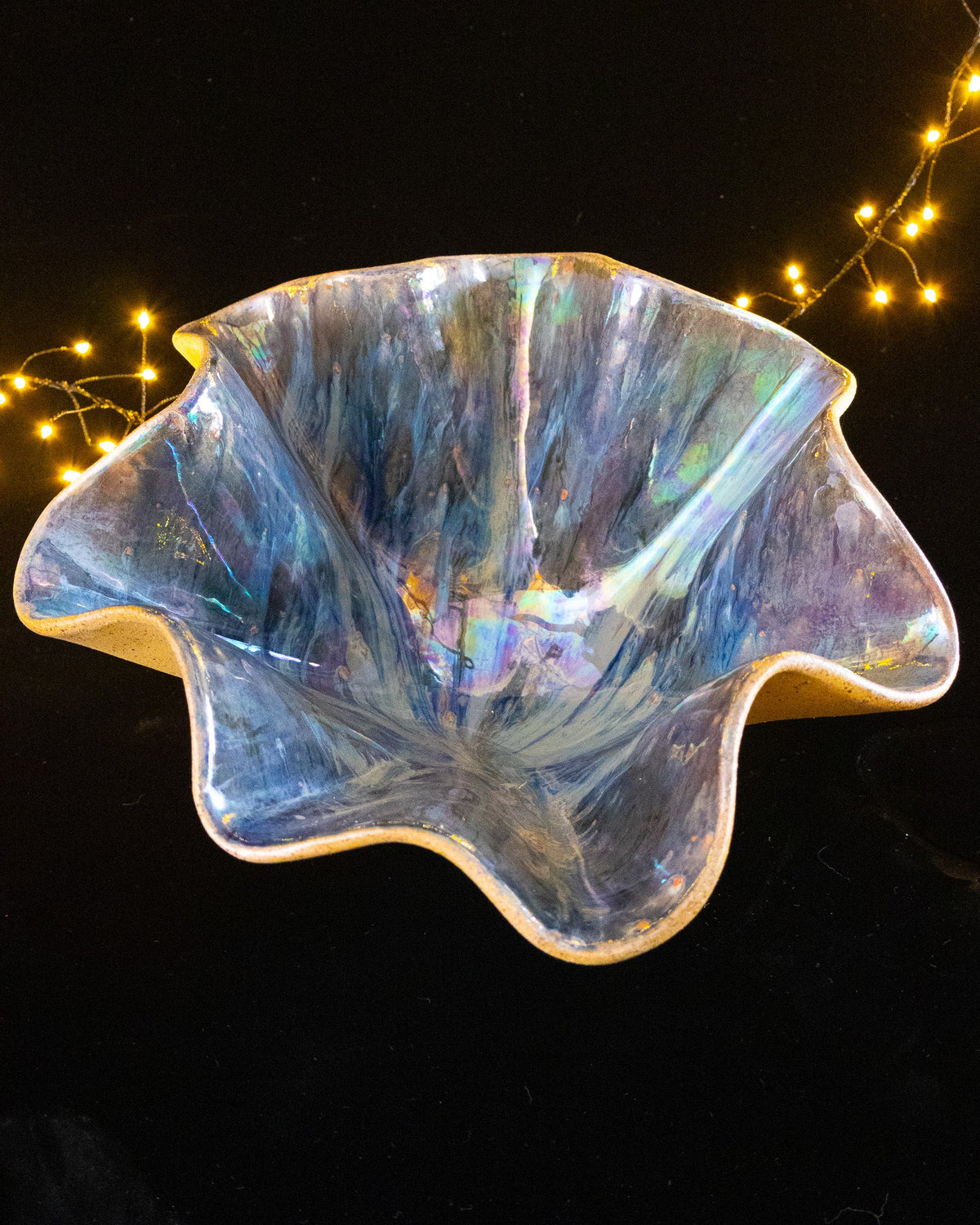 Floral Ceramic Decorative Bowl with Gold-Toned Highlights
