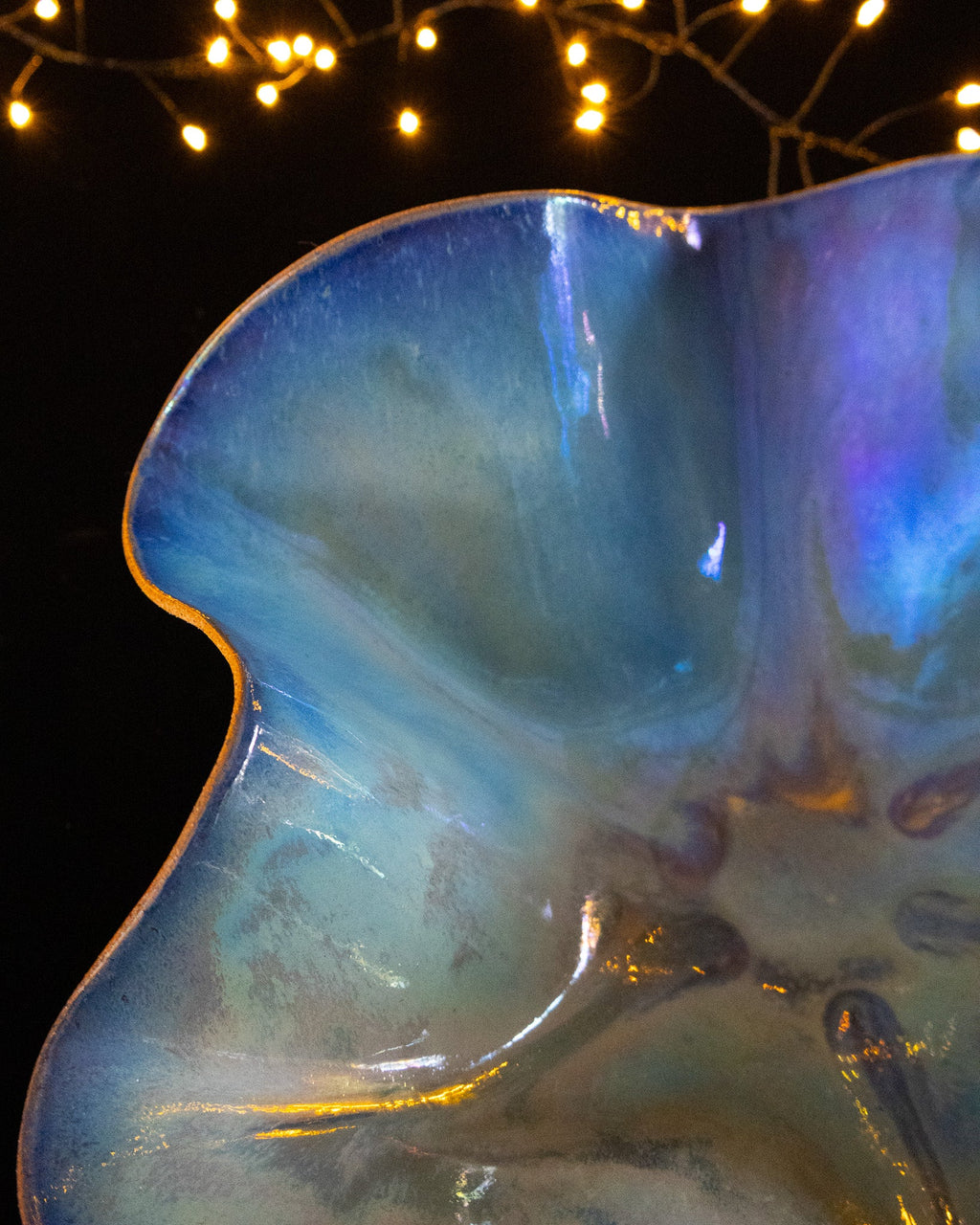 Floral Ceramic Decorative Bowl with Ruffled Edges