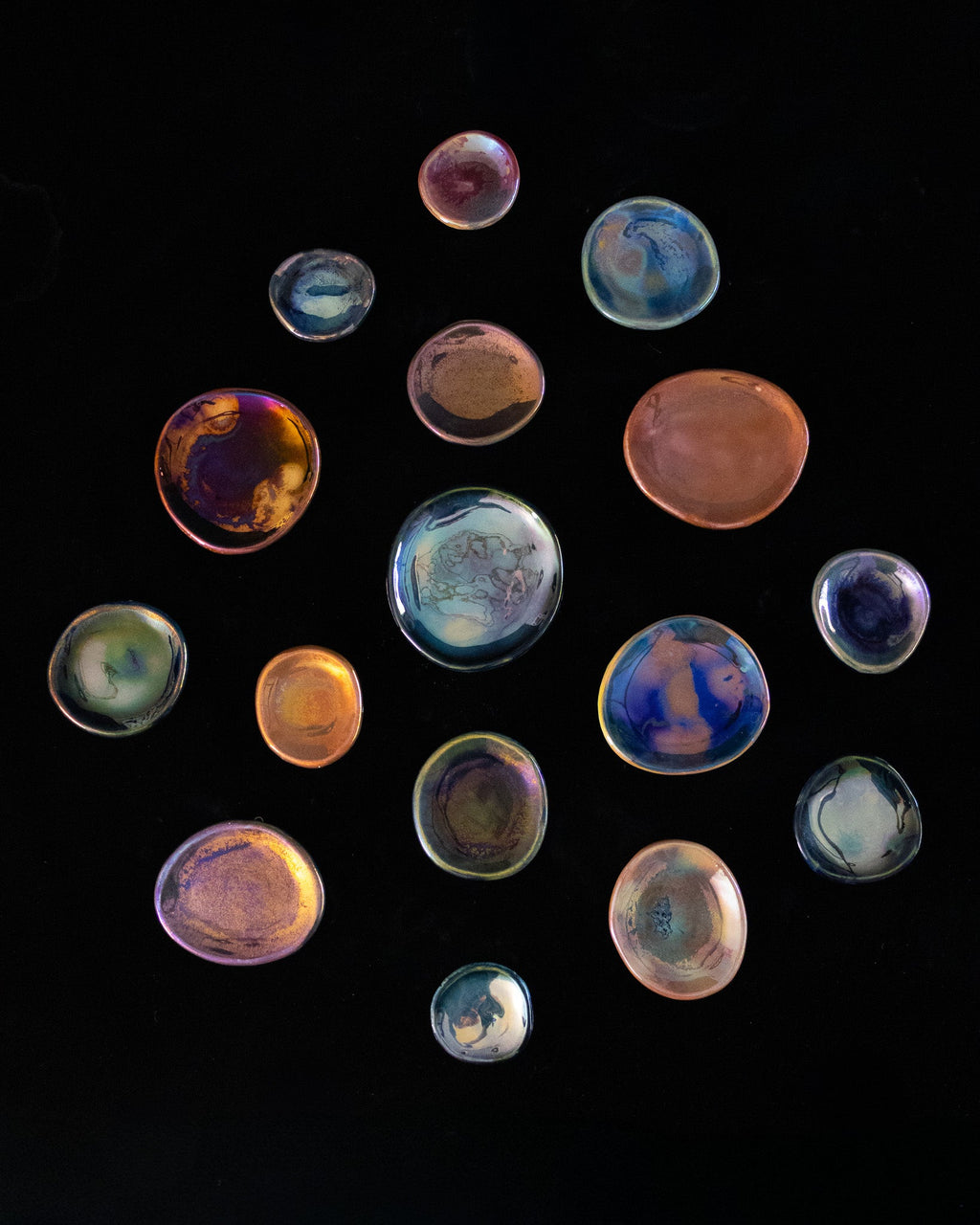 Organic Ceramic Wall Decor with 16 Rounded Pieces
