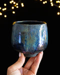 Modern Ceramic Cup with Mottled Blue Pattern