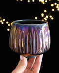 Fluted Ceramic Cup with Vertical Grooves and Violet Finish