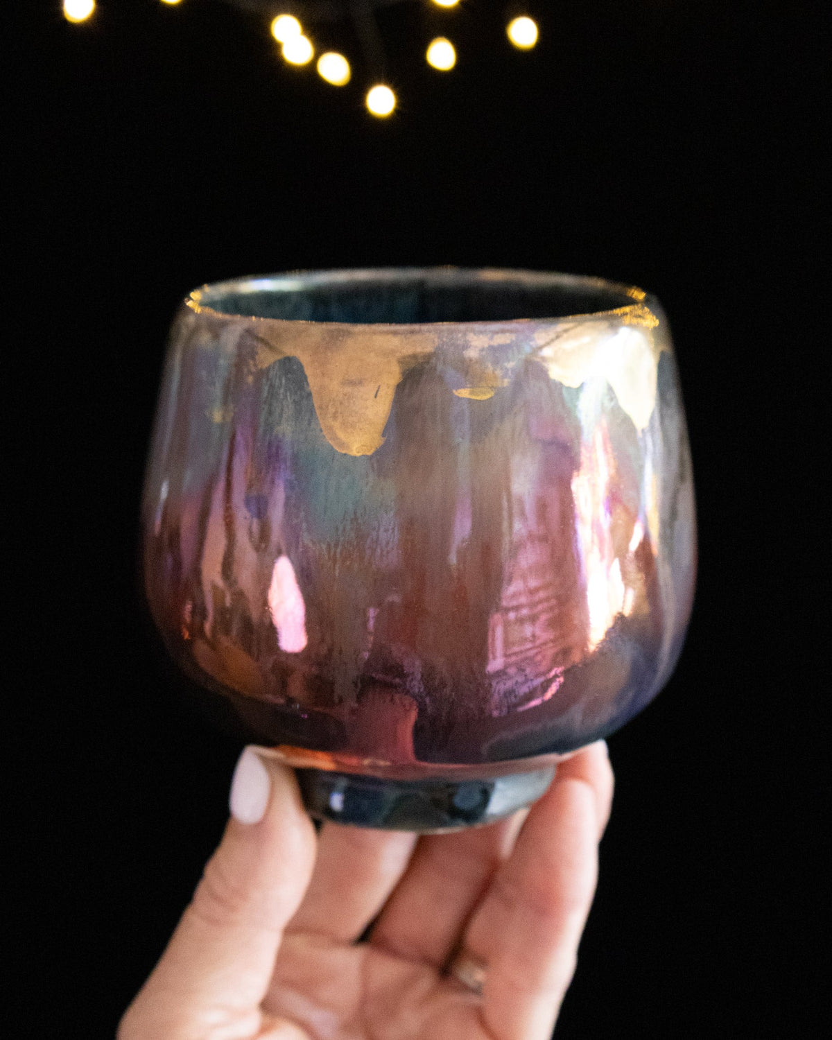 Modern Ceramic Cup with Copper-Toned Finish and Gold-Toned Rim