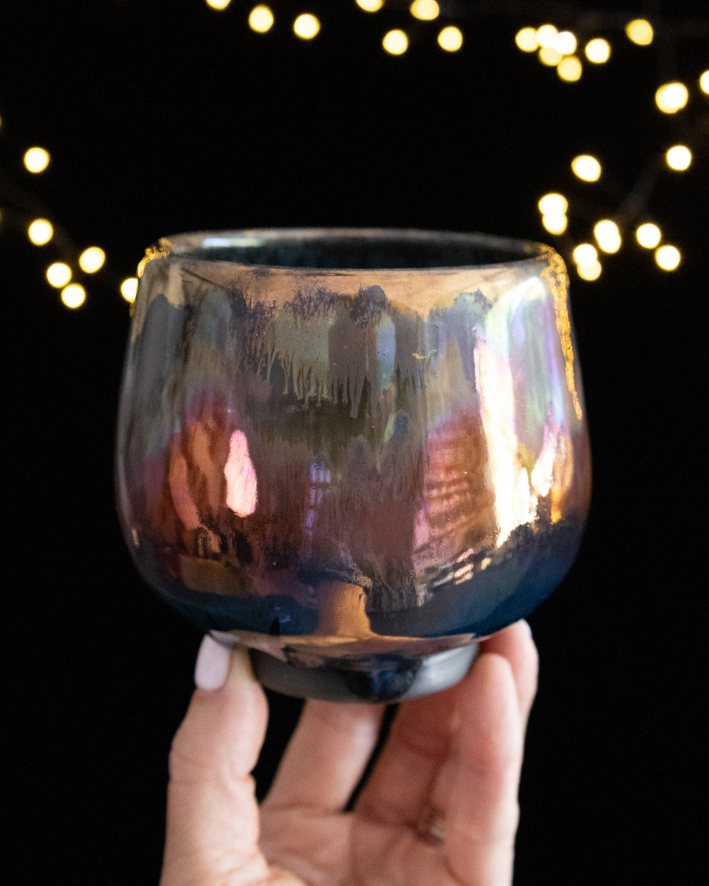 Modern Ceramic Cup with Copper-Toned Finish and Gold-Toned Rim
