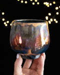 Modern Ceramic Cup with Copper-Toned Finish and Gold-Toned Rim