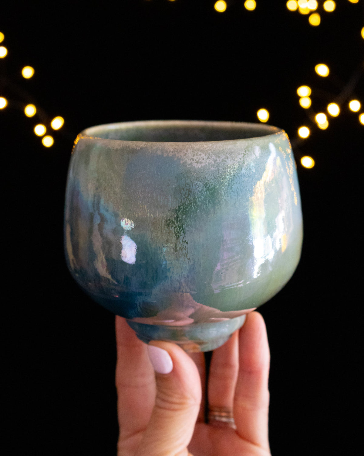 Modern Ceramic Cup with Rounded Shape and Pale Blue Finish