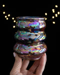 Modern Ceramic Cup with Rippled Sides and Rainbow Finish